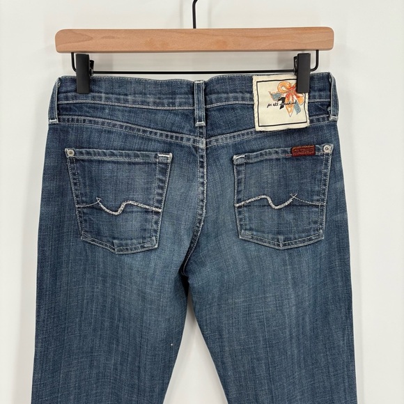 7 For All Mankind Y2K Dark Blue Lowrise Boot Cut Jeans Size 26 - Picture 3 of 6